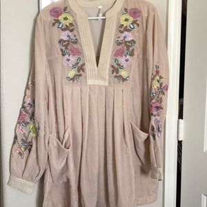 FREE PEOPLE SUEDE LONG SLEEVE DRESS WITH POCKETS